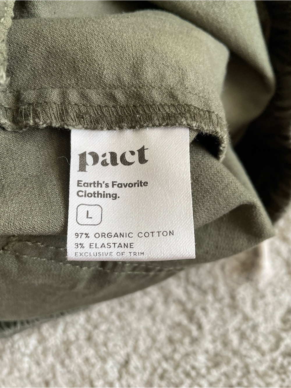 Pact Daily Twill Short Organic Cotton Olive Green Women’s Size Large Shorts - Picture 4 of 6